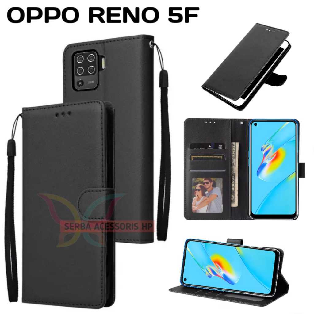 Case dompet OPPO RENO 5F flip dompet Kulit sampul slot kartu