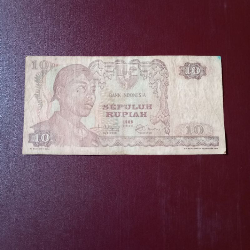 uang kertas 10 rupiah sudirman tahun 1968 beredar asli TDP055746
