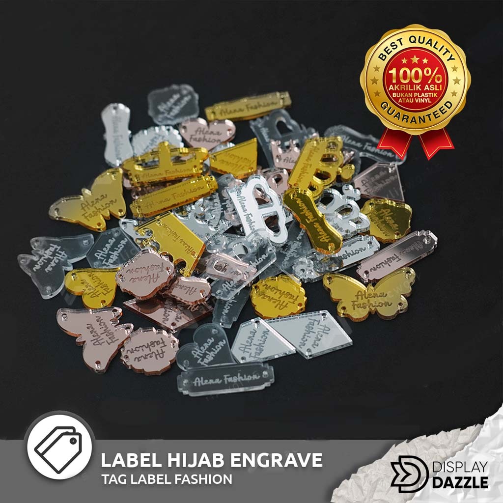 Custom Label Akrilik / Label Hijab Inisial Nama Brand Usaha