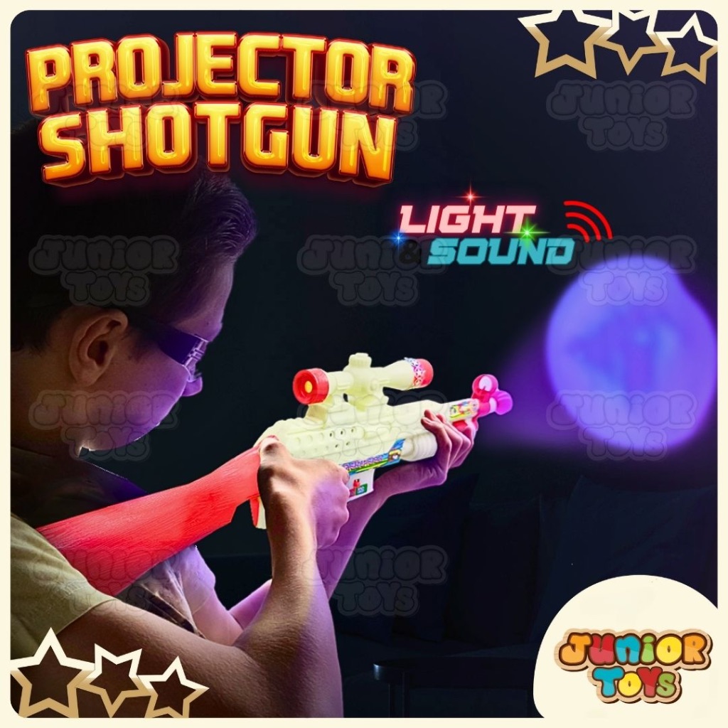 Mainan Pistolan Anak Besar Proyektor Shotgun Baterai Hunter Gun Toys