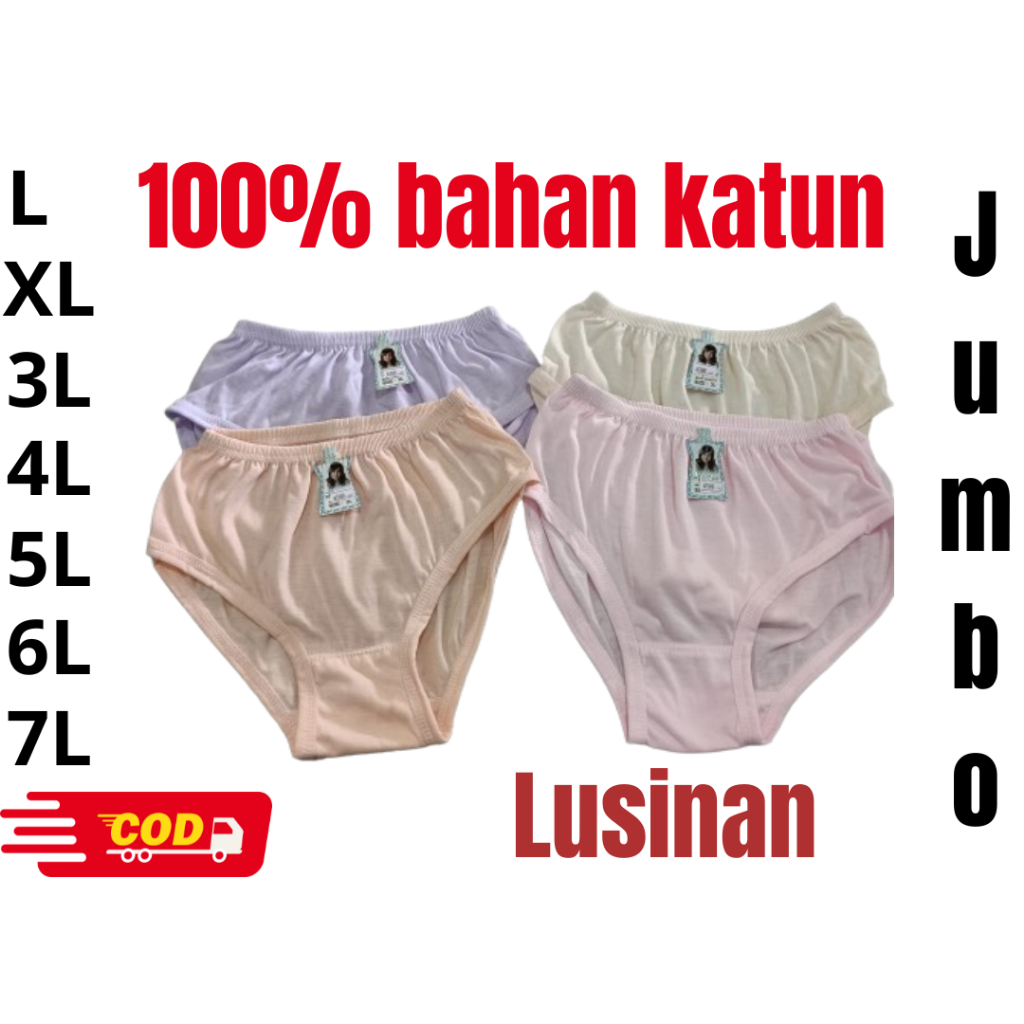 Celana Dalam Wanita 1 Lusin Katun Jumbo Lusinan Xxxl 5L Hamil Cd Cewek