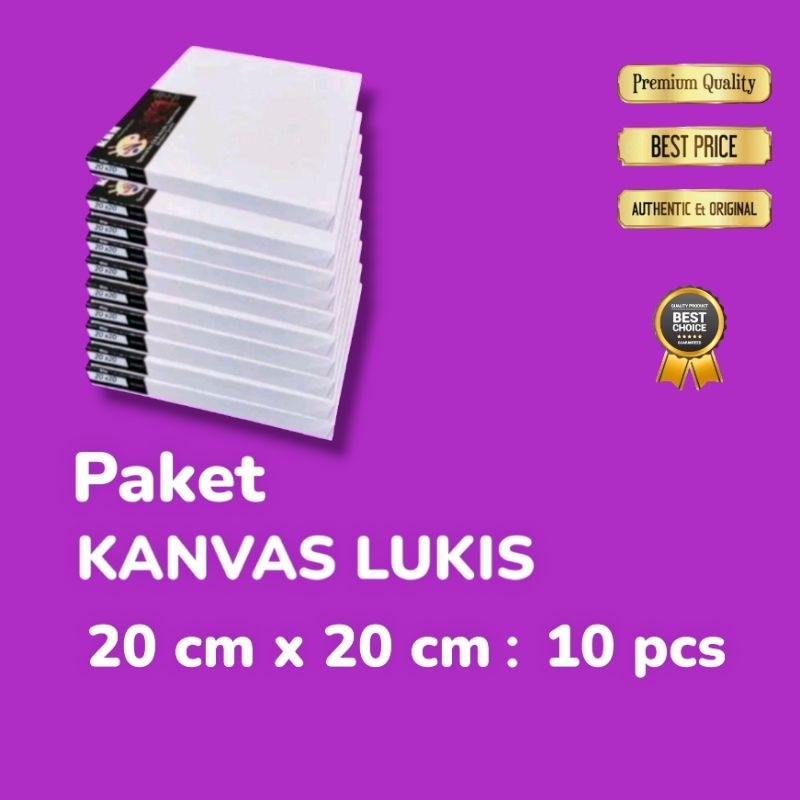 

KANVAS LUKIS 20x20 CM( PAKET ISI 10 PCS)/CANVAS LUKIS HALUS/KANVAS MARSOTO TEBAL