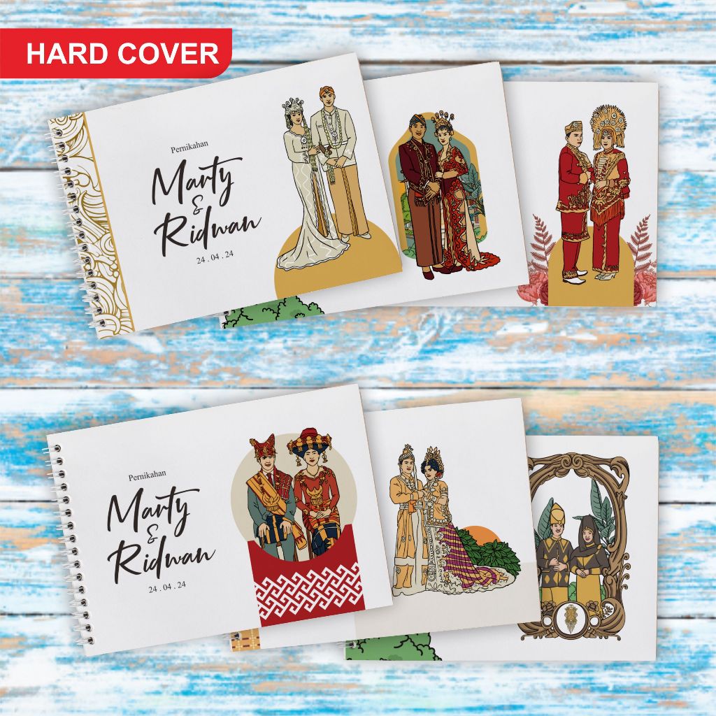 

Buku Tamu Custom Wedding | Hard Cover | Buku Tamu Pernikahan adat tradisional | Edisi 2