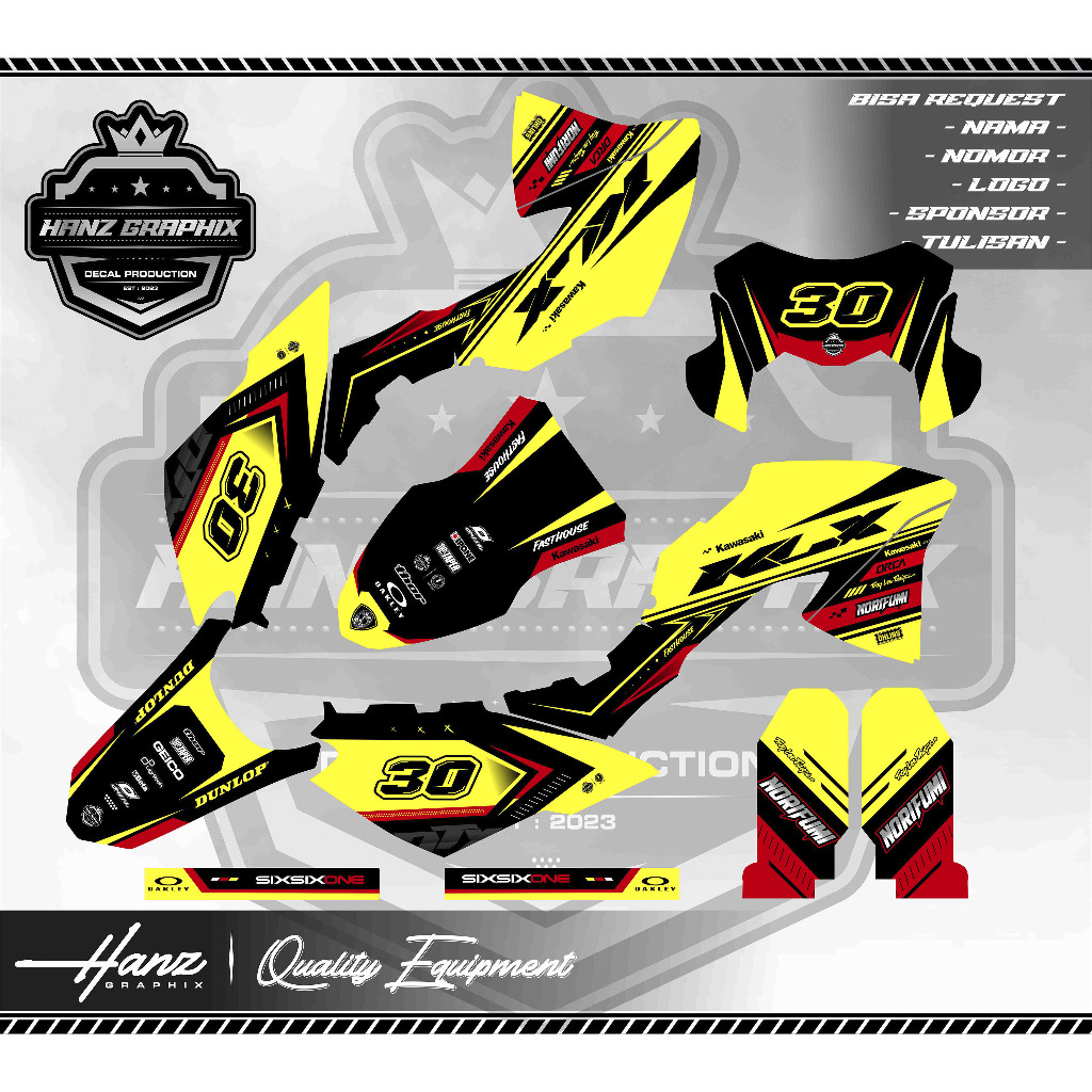 DECAL STICKER KLX BF / G / EXTREME KUNING HITAM MERAH FULLBODY KEREN