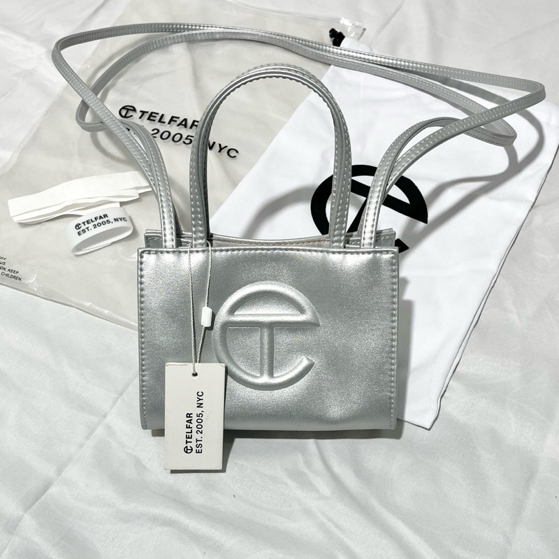 ORIGINAL TELFAR Mini Shopping Bag Preloved - Silver Authentic