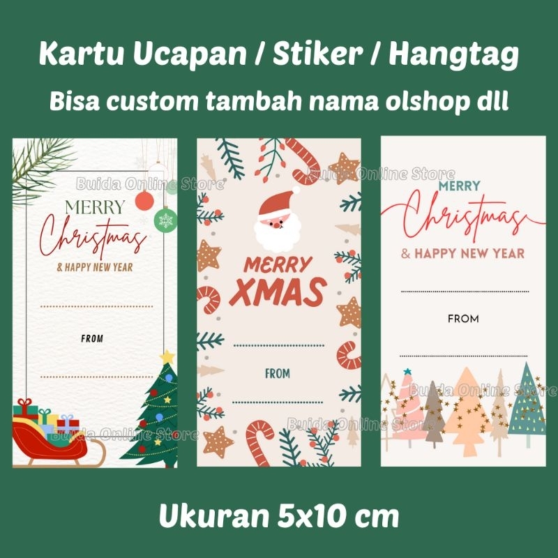 

Label Sticker Kartu Ucapan Hangtag Stiker Natal Merry Christmas Kemasan Dus Box Kantong Plastik Natal Christmas to from dear