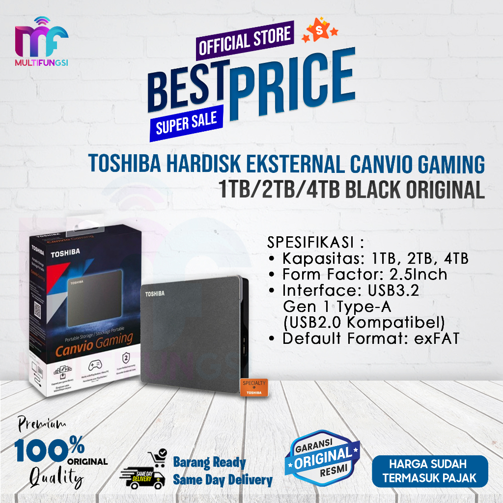 Toshiba Hardisk Eksternal Canvio Gaming 1TB/2TB/4TB Black Original