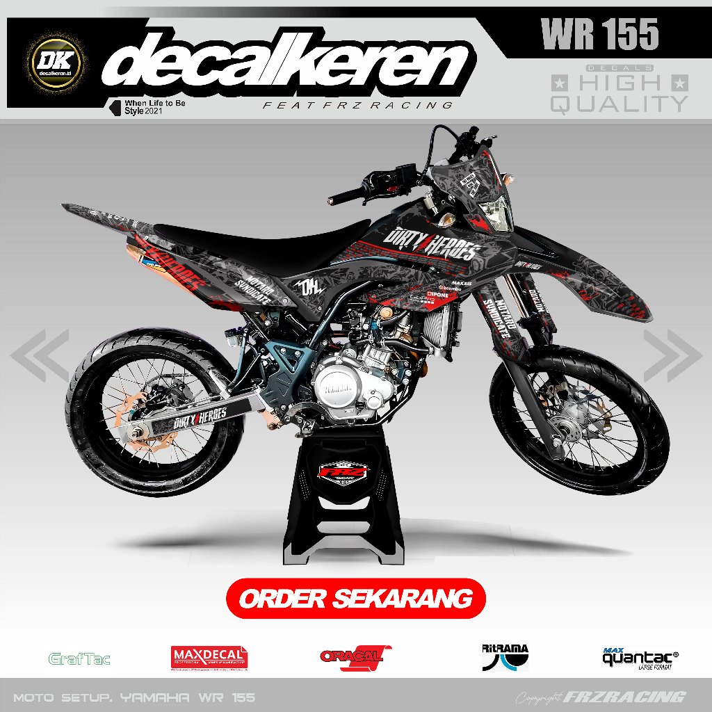 DECAL STIKER YAMAHA WR 155 DIRTY HEROES FULL BODY BISA COD