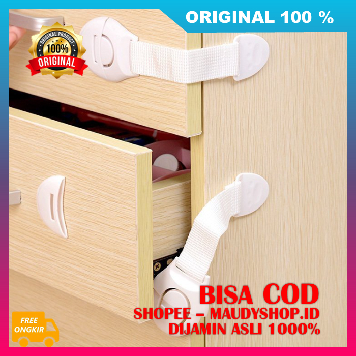 BELI 1 GRATIS 4 Kunci Keselamatan Anak Pengaman Pengunci Laci Rak Pintu Lemari Kulkas ASLI ORI