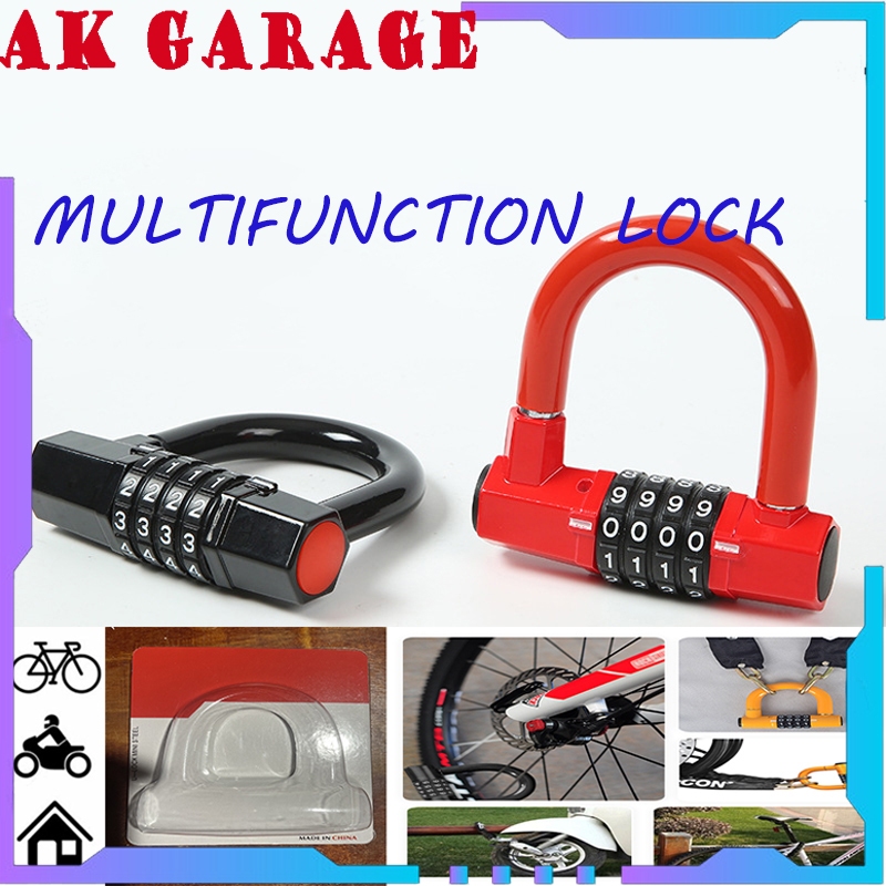 Gembok Pagar Kode Tanpa Kunci Multifunction Lock Gembok Pengaman Kunci U Kunci Kombinasi Sepeda List