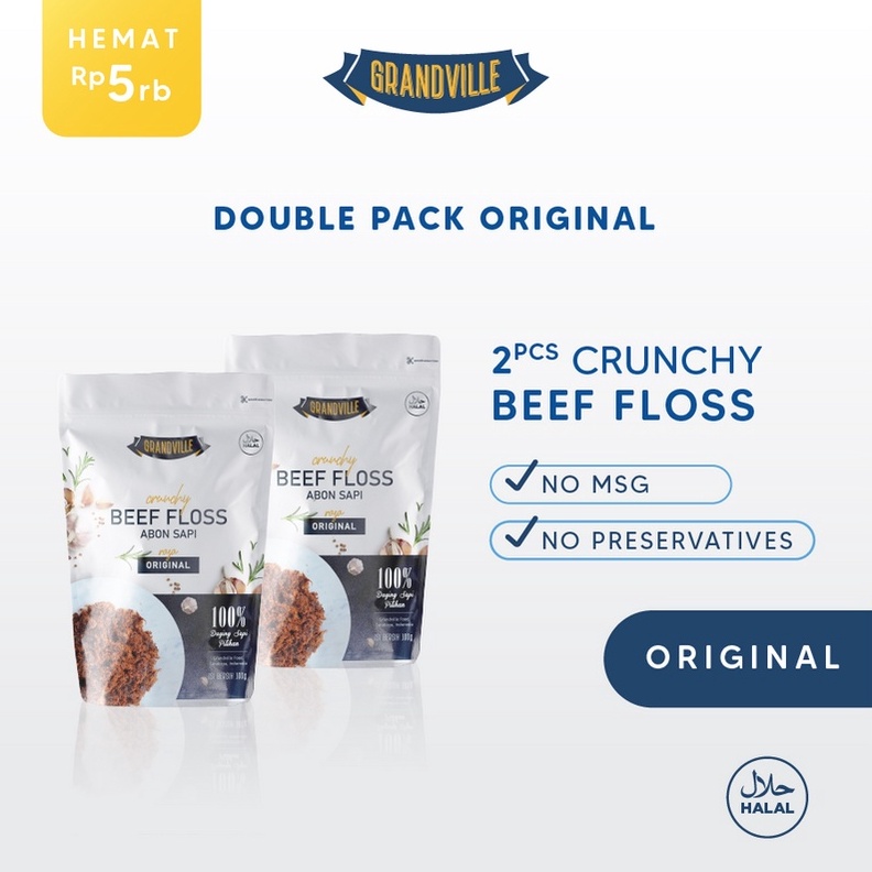 

Terlaris Today Grandville Abon SAPI Crunchy Double Pack Original buruan