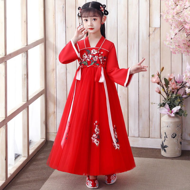 PO dress merah hanfu anak imlek oriental