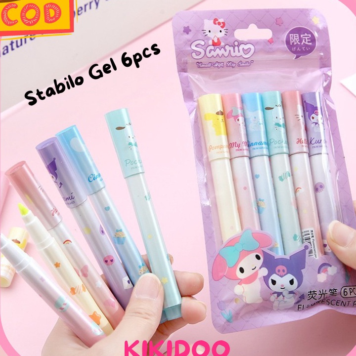 

★★★★ Kikidoo 6 Pcs Sanrio Stabilo Set Highliter Penanda Pewarna Lucu Diskon