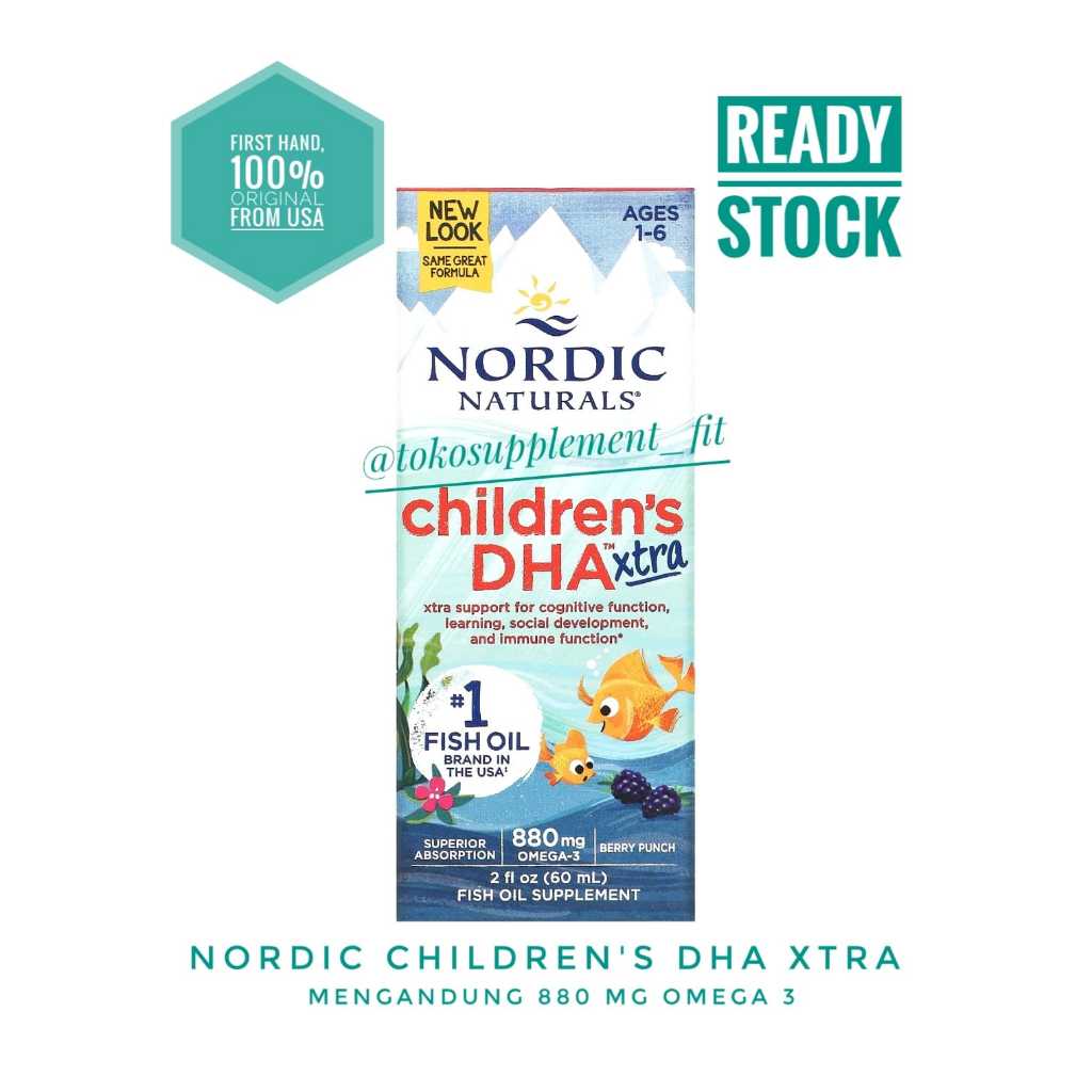 Nordic Natural's Children DHA Xtra 880mg Omega 3 isi 60mL