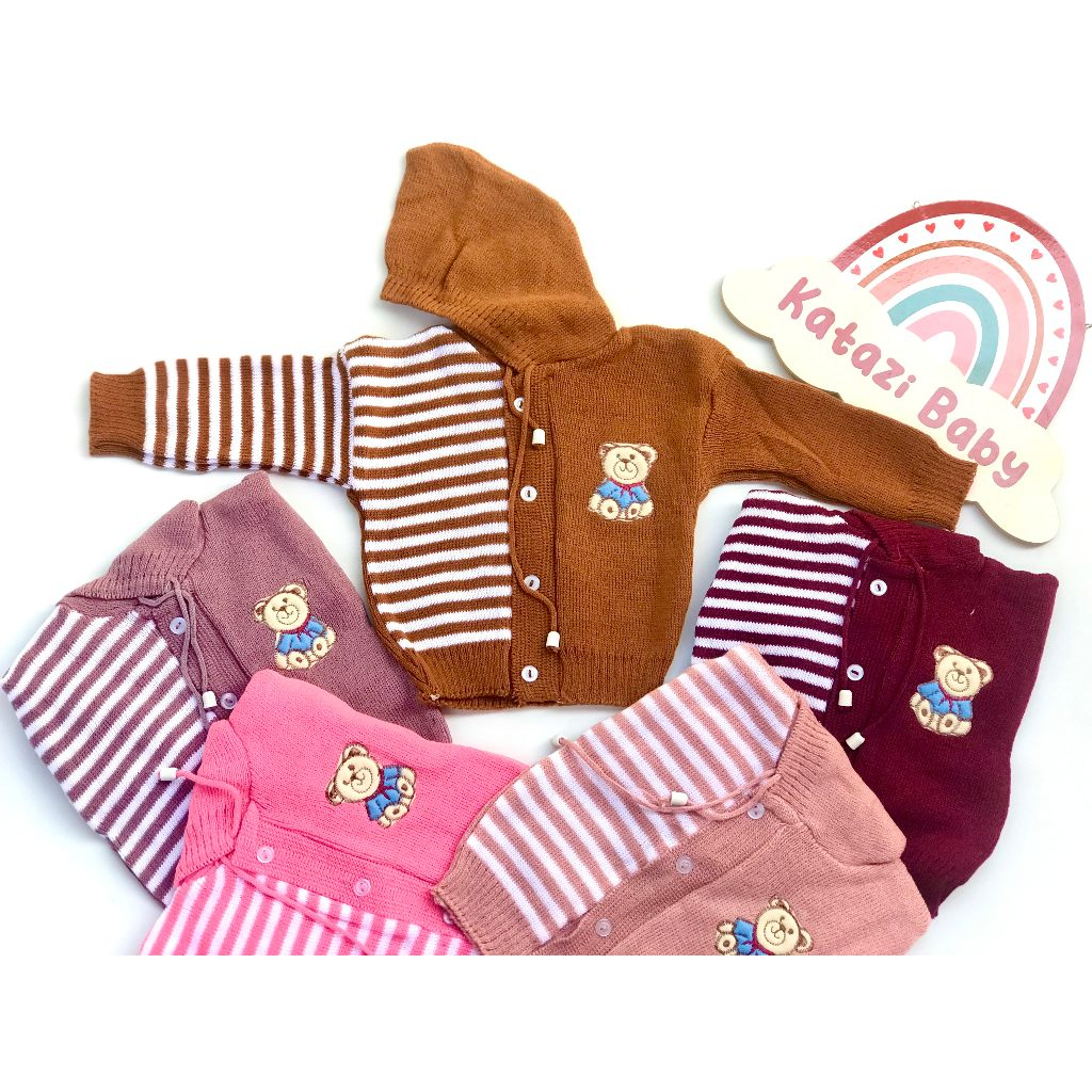 Jaket Rajut Bayi Sweater Bayi Rajut Umur 0-6 Bulan
