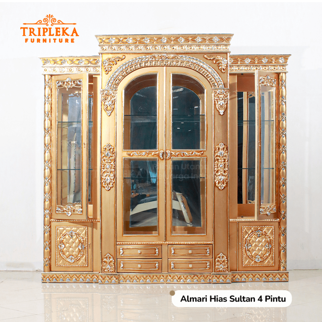 TRIPLEKA ALMARI HIAS SULTAN - LEMARI KAYU MAHONI JEPARA