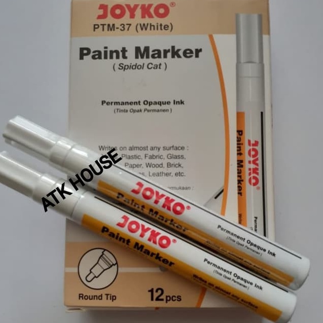 

Stock Banyak Spidol Paint Permanent Marker White JOYKO PTM37/Spidol Cat Putih White/Spidol Putih Sale