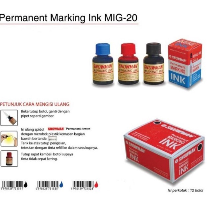 

Baru Refill / Tinta Isi ulang Spidol Permanent Snowman / (1pcs) ➧➣✩✸