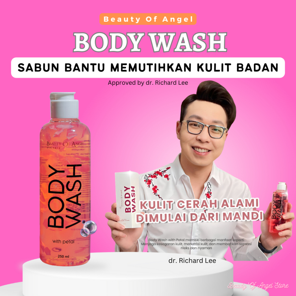 Beauty Of Angel Body Wash Sabun Mandi Cair Pemutih Badan 250 ml With Collagen DNA Salmon 10% Niacina