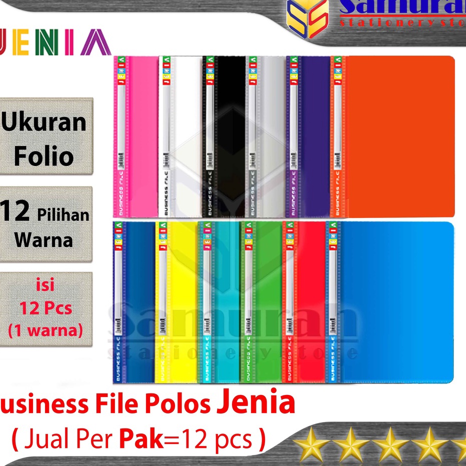 

Stock Banyak Map Business File Polos Folio Jenia ( 1 pak ) isi 12 Pcs / Map Bisnis File Acco Plastik F4 12 Pilihan Warna