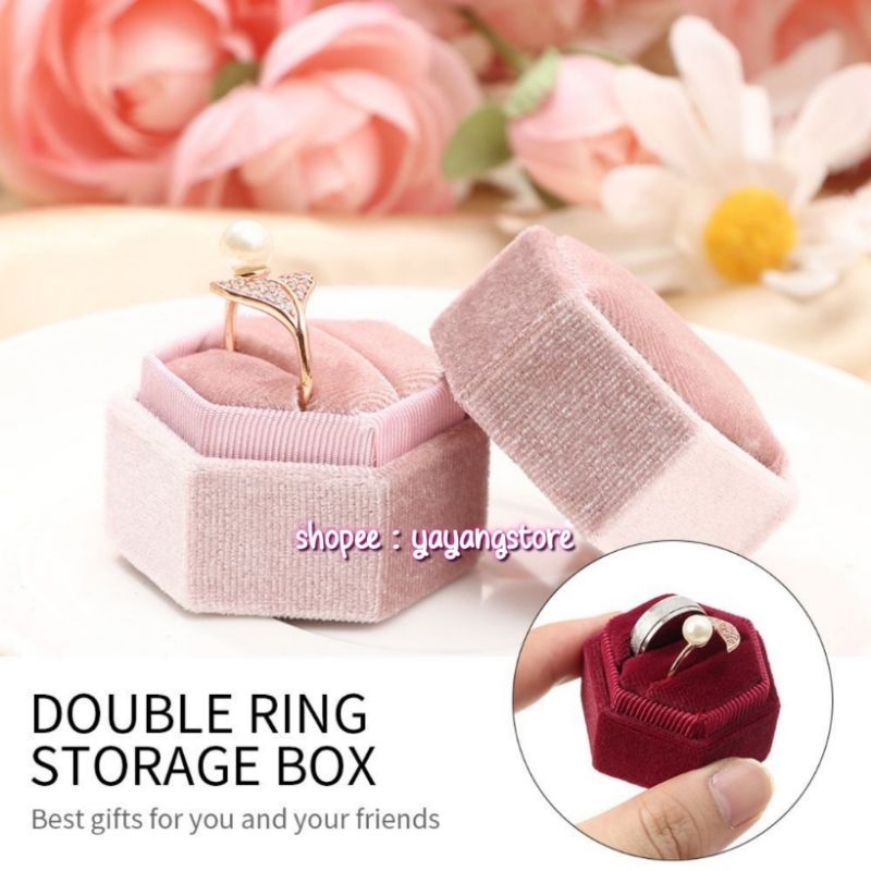 Ring Box Velvet Elegan / Kotak Box Cincin Beludru Mewah Couple Pasangan Lamaran Nikah Tunangan Kawin