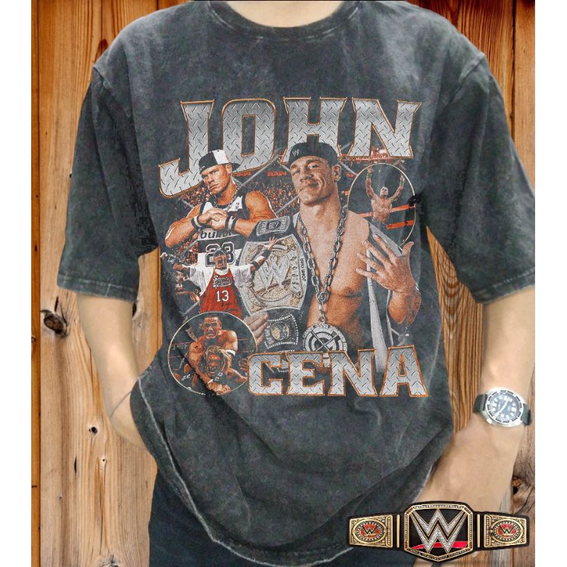 John Cena WWE Vintage Wash T-shirt/Kaos John Cena WWE Smackdown Vintage Unisex Oversize