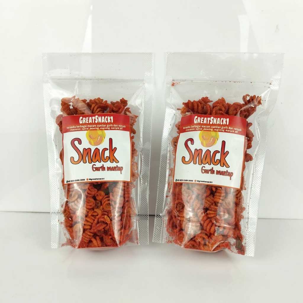 

SPIRAL MACARONI rasa pedas original renyah gurih dalam kemasan plastik klip