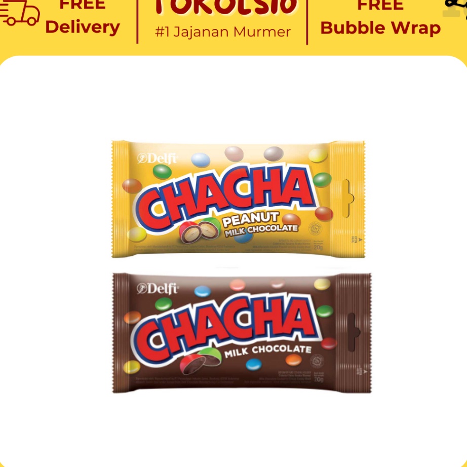 

Dijual Murah Delfi Chacha Peanut Milk Chocolate Renceng Isi 30 pcs @7gr Ready