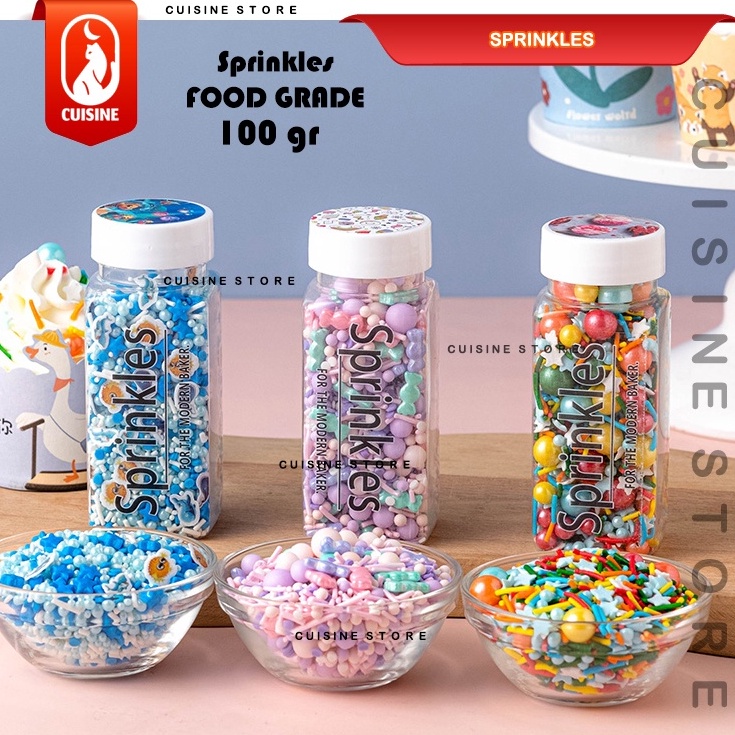 

88 [COD] 100 GR Edible SPRINKLE COLOURFUL / Trimit Gula dekorasi kue Hiasan Cake Birthday Valentine Lebaran Natal Christmas Hampers / CUISINE ↓Terkini