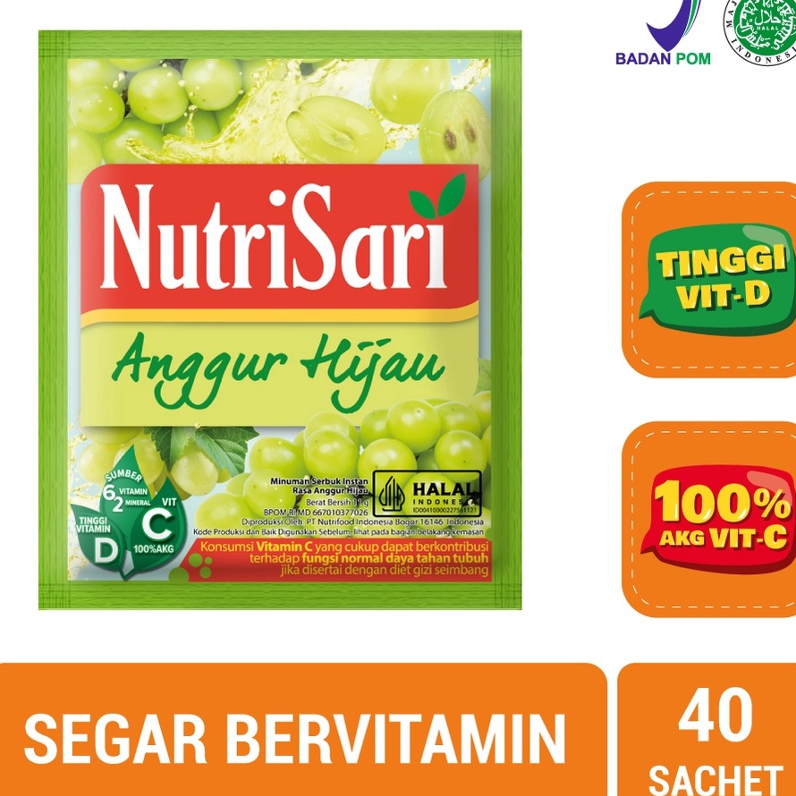 

Promo NutriSari Anggur Hijau 40 Sachet - Minuman Buah Vitamin C Vitamin D Ready