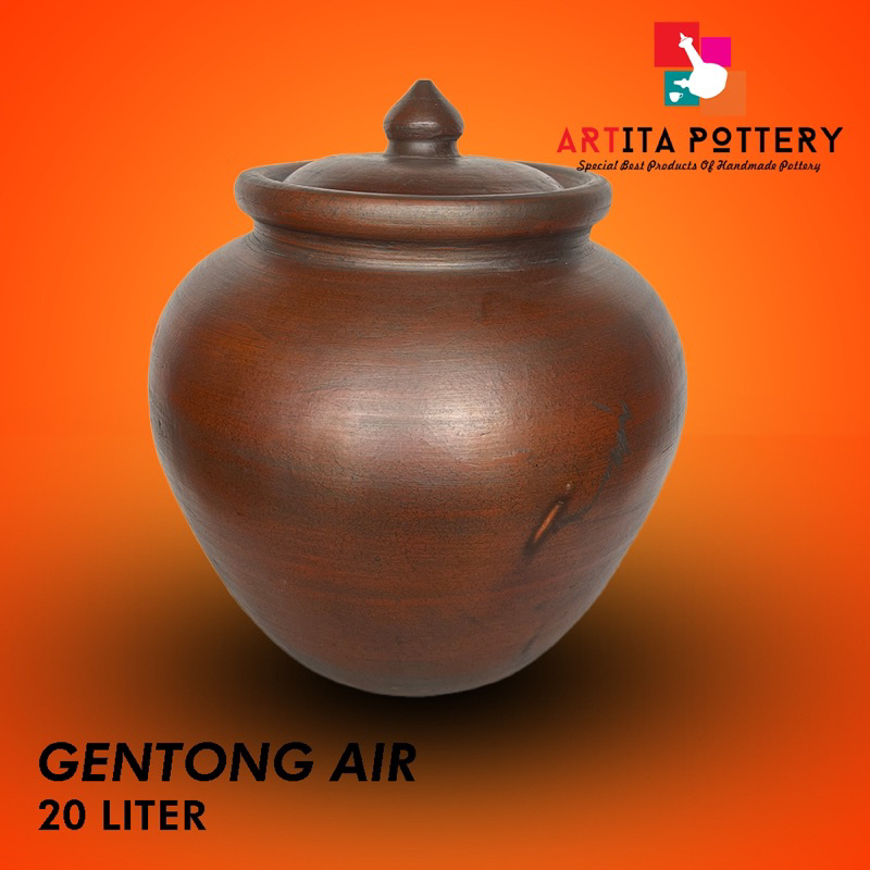 WADAH BERAS GENTONG AIR +-20 LITER FREE PACKING KAYU GERABAH TANAH LIAT BAYAT KLATEN