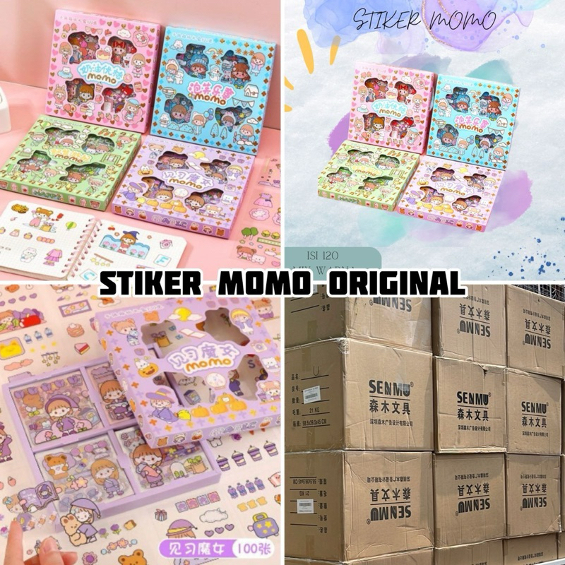 

Sticker Momo Kartun Aesthetic Water Proof 1 Box isi 100 Pcs / Sticker Momo 2D 100 Lembar Anti Viral