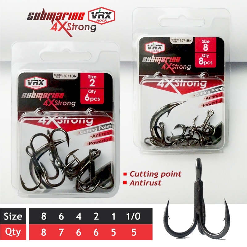VRX Kail Treble Hook 4X Strong Cutting Point Type 3071BN