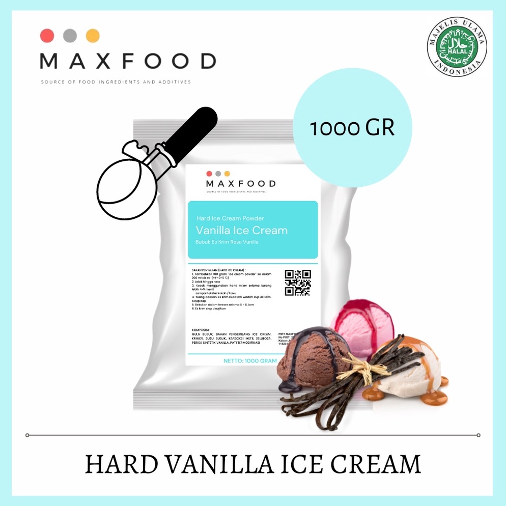 

Kode KJL364 MAXFOOD - Hard Ice Cream Vanilla / Bubuk Es Krim Rasa Vanilla 1 Kg