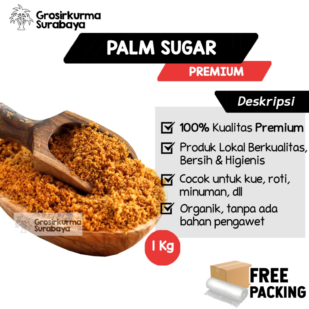 

Palm Sugar Organik 1Kg Kualitas Premium Brown Sugar Gula Aren Natural Tanpa Pengawet Kue Minuman