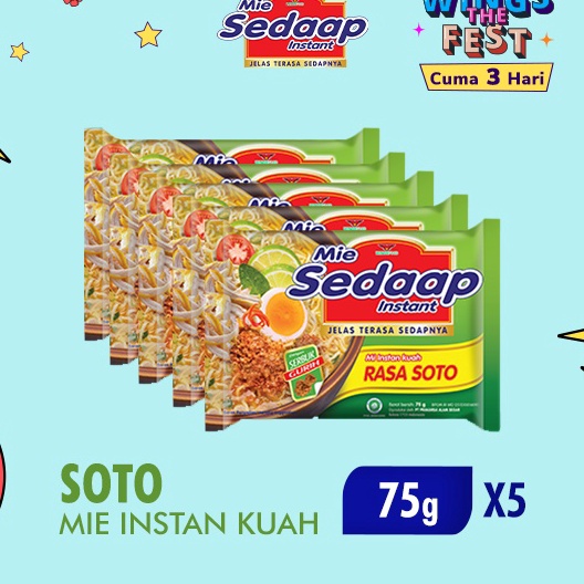 

MODEL KRB784 Sedaap Mie Instan Soto Bag 75 gr x5