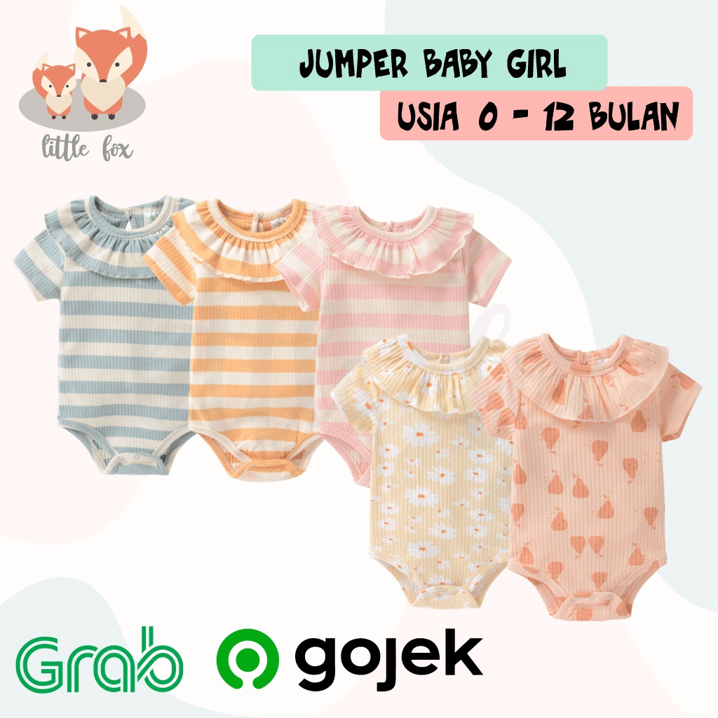 Original BAJU JUMPER RUFFLE BABY GIRL KATUN / ROMPER BAYI PEREMPUAN 1 TAHUN POLOS MOTIF grosir