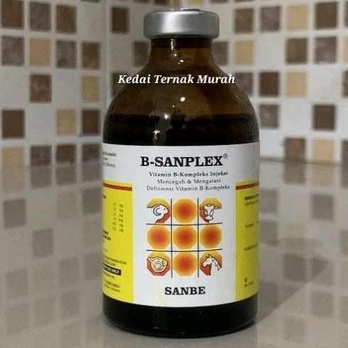B Sanplex 100ml Injeksi Vitamin B komplek Hewan Sapi Kambing Babi Kuda Anjing Kucing Domba