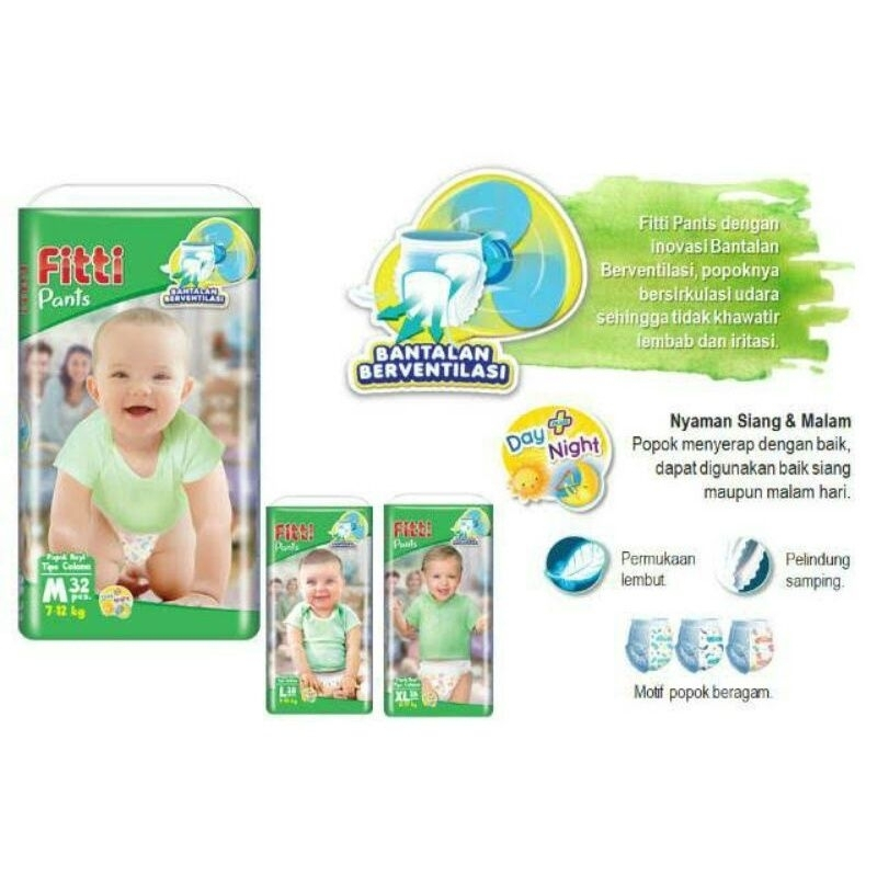 PROMO DIAPERS FITTI PANTS M32, L28,dan XL26/promo pempers fitti