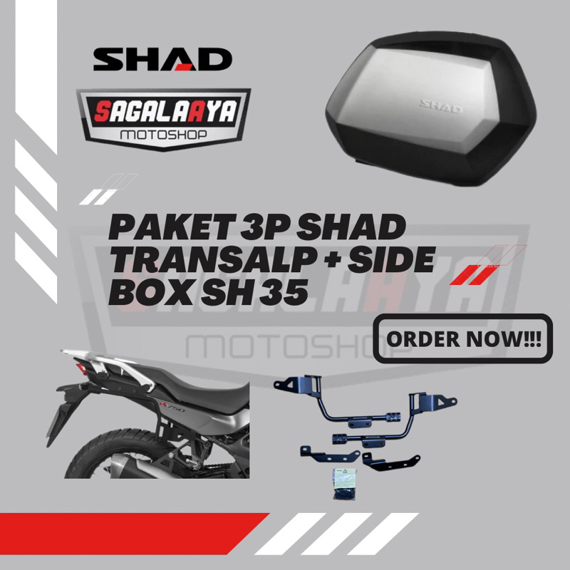 Paket Side Bracket 3P Honda Transalp dan Side Box SHAD SH 35 Original SHAD