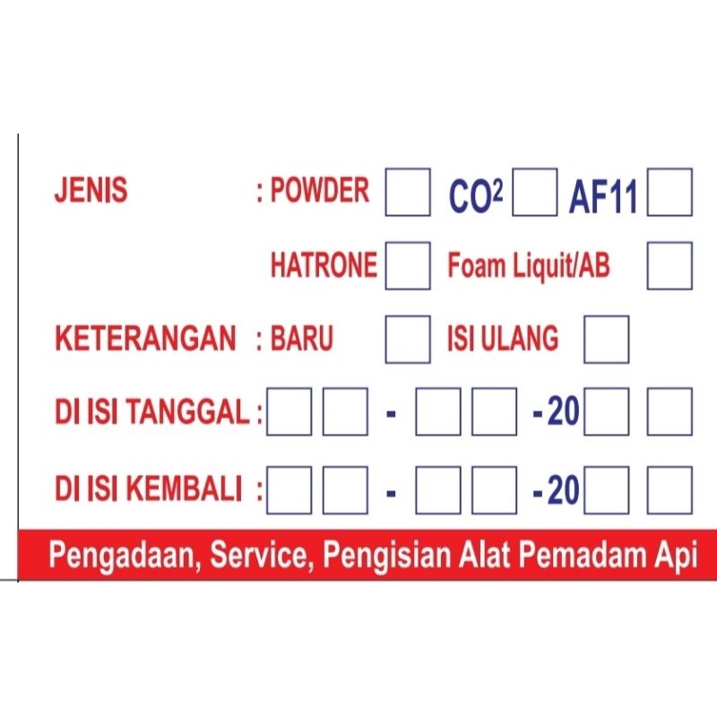 

STIKER PENGADAAN,PENGISIAN ALAT PEMADAM API (APAR) UK 6X9,5CM