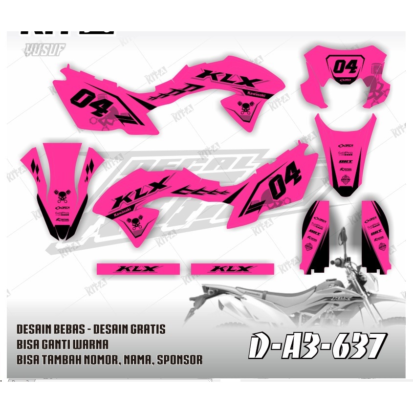 Decal sticker klx 150 BF - decal sticker klx 150 BF dekal stiker MOTIF SKULL HEAD PUTIH D-A3-637