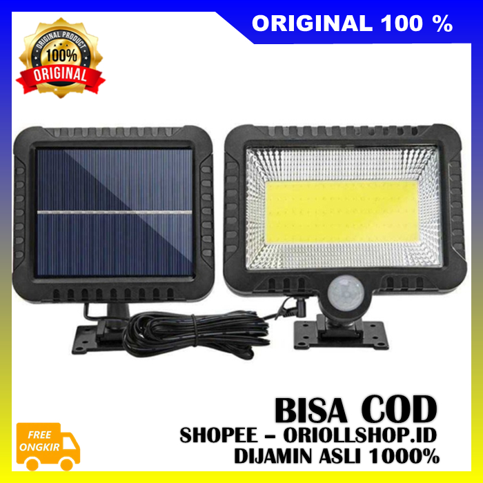 Lampu Solar Indoor Lampu Taman Dinding Cob Tenaga Surya Solar Panel 100 Led 100% ASLI
