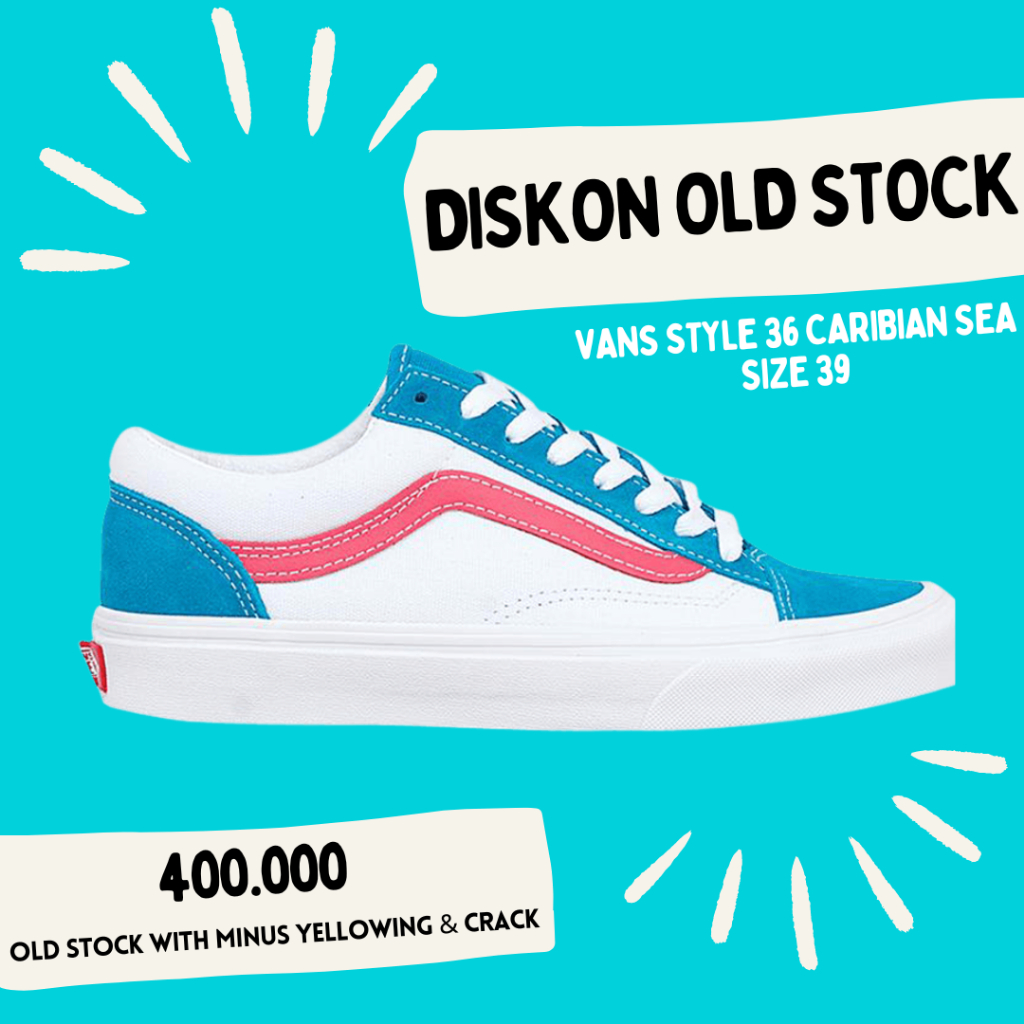 VANS Old Skool Style 36 Retro Sport Caribbean Sea Sepatu Sneakers Original BNIB (Defect Yellowing) P
