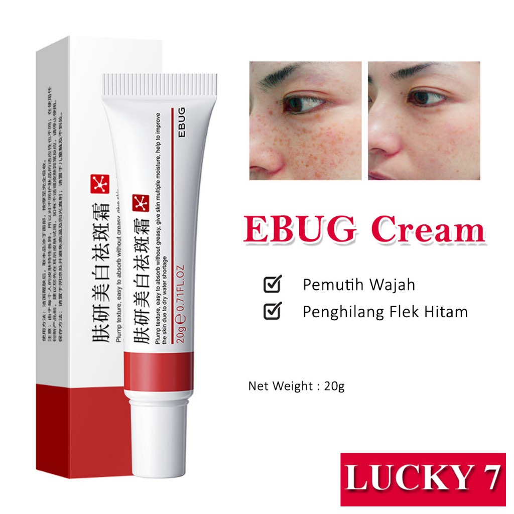 Krim Wajah EBUG Whitening and Freckle Removal Cream Pelembab Pemutih Penghilang Flek Bintik Hitam