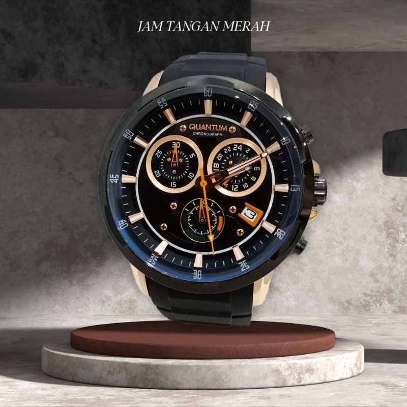 JAM TANGAN PRIA QUANTUM PWG714.855 BLACK ROSEGOLD ORIGINAL