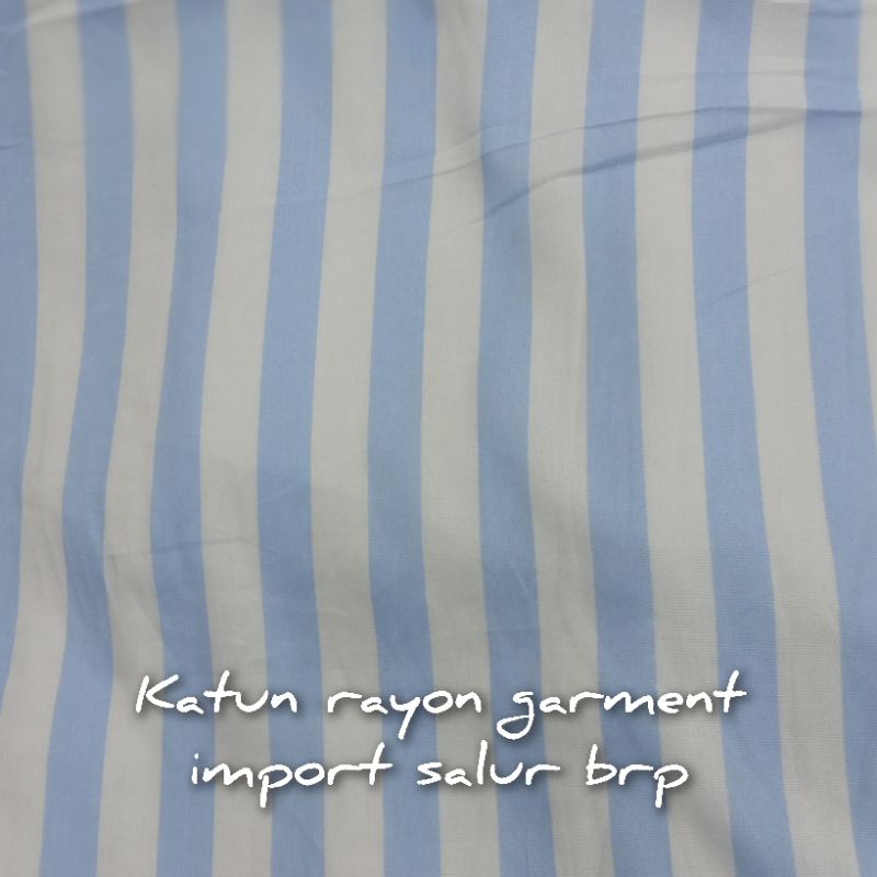 KAIN KATUN RAYON GARMENT IMPORT PREMIUM MOTIF SALUR BIRU MUDA