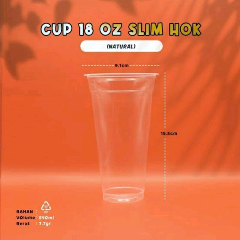 Cup 18oz datar slim hok polos