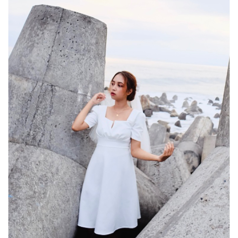 DRESS FORMAL MIDI, DRESS PENDEK, DRESS PUTIH