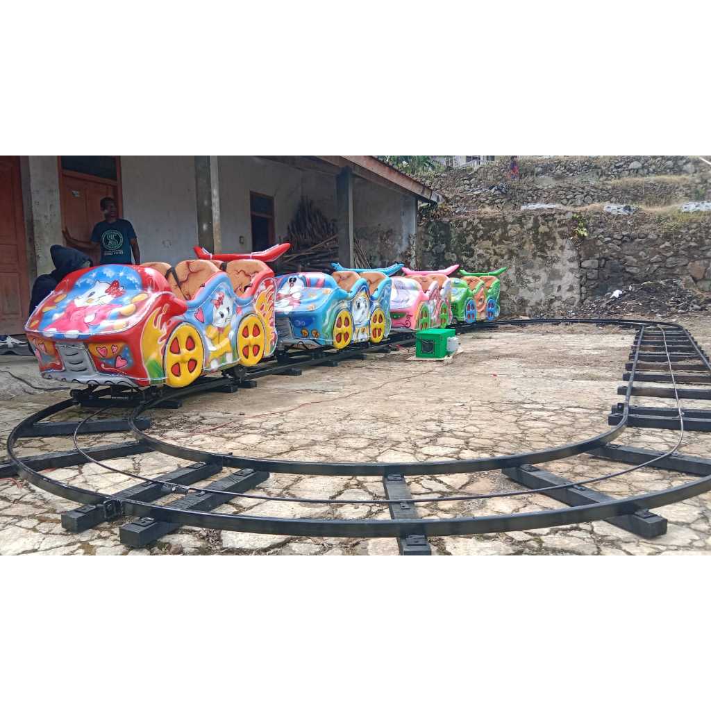 Odong Odong Kereta Lantai Mini Coaster Rel Datar Isi 4